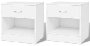 242547 Nightstand 2 pcs with Drawer White
