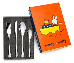 Ezüstszínű rozsdamentes acél gyerek evőeszköz 4 db-os Miffy – Zilverstad