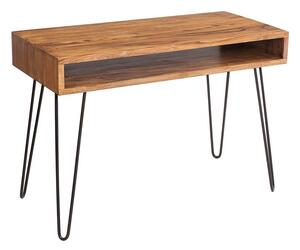 Újrahasznosított tömörfa íróasztal, polccal, 110x50 cm - COMPASS