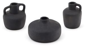 Fekete terrakotta váza készlet 3 db-os (magasság 6 cm) Sofra – Kave Home