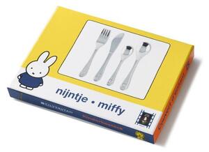Ezüstszínű rozsdamentes acél gyerek evőeszköz készlet 4 db-os Miffy Zoo – Zilverstad