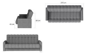 GARETT ágyazható kárpitozott kanapé, 210x90x85, monolith 09/monolith 97