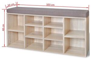 242555 Shoe Storage Bench 10 Compartments Oak Colour