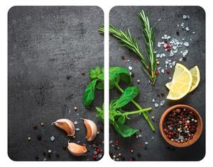 Szürke edzett üveg tűzhely fedőlap szett 2 db-os Universal Herbs – Wenko