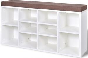 242554 Shoe Storage Bench 10 Compartments White
