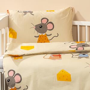 4Home gyermek pamut ágyneműhuzat kiságyba Little mouse, narancssárga, 100 x 135 cm, 40 x 60 cm