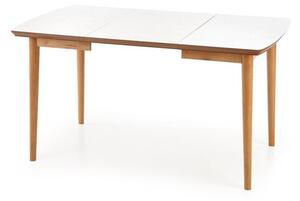 Asztal Houston 795, Fehér, Lefkas tölgy, 75x80x90cm, Hosszabbíthatóság, Közepes sűrűségű farostlemez, Váz anyaga, Bükkfa