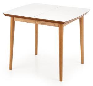 Asztal Houston 795, Fehér, Lefkas tölgy, 75x80x90cm, Hosszabbíthatóság, Közepes sűrűségű farostlemez, Váz anyaga, Bükkfa