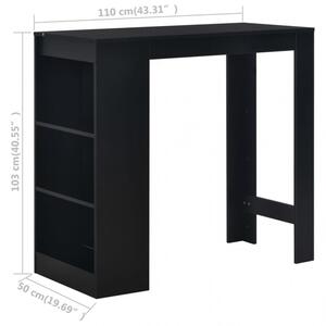 Fekete bárasztal polccal 110 x 50 x 103 cm