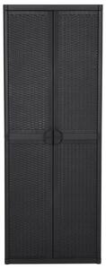 VidaXL fekete PP rattan kerti tárolószekrény 65 x 45 x 172 cm