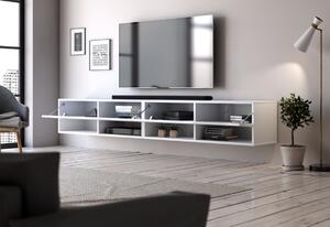 CHAMPIONS 200 TV asztal, 200x31x33, fehér/fehér fényű