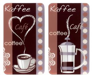 Edzett üveg tűzhely fedőlap szett 2 db-os 30x52 cm Coffee – Maximex