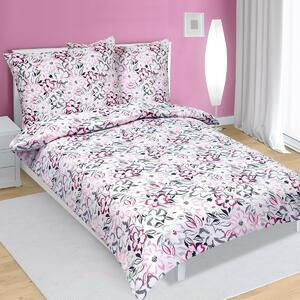 Virágok szatén ágyneműhuzat rózsaszín, 140 x 200 cm, 70 x 90 cm