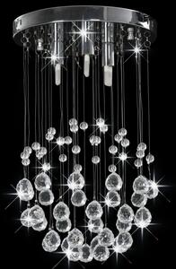 Ezüstszínű gömb alakú mennyezeti lámpa kristálygyöngyökkel 3xG9