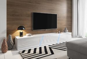 BLANC 240 TV asztal, 240x35x40, fehér/szürke magasfényű