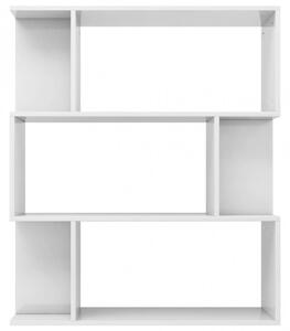 Magasfényű fehér könyvszekrény|térelválasztó 80x24x96 cm