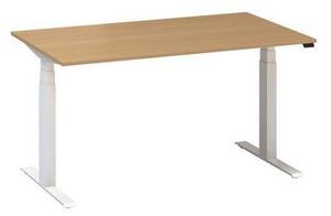 Alfa Office Alfa Up állítható magasságú irodai asztal fehér lábazattal, 140 x 80 x 61,5-127,5 cm, vadkörte mintázat%