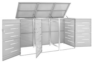 VidaXL acél tároló három gurítható szemeteskukához 207x77,5x112,5 cm