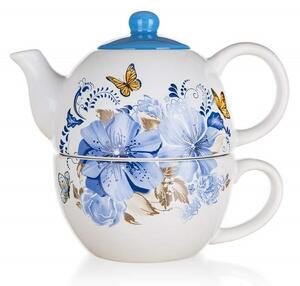 Banquet BLUE FLOWER kerámia teáskanna csészével