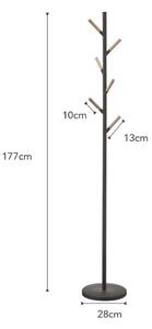 Plain Pole Hanger fekete állófogas bükkfa részletekkel - YAMAZAKI
