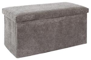Összehajtható tárolós pad, kordbársony 76x38 cm, szürkés-barna - CHERANCE
