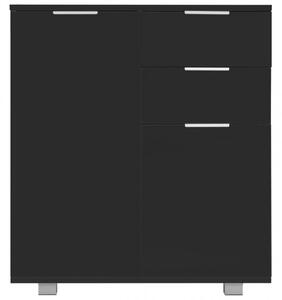 Magasfényű fekete forgácslap tálalószekrény 71 x 35 x 76 cm