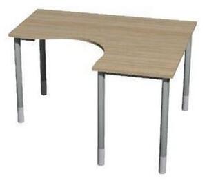 Gemi line irodai asztal sarok, 160 /80 x 140/65 x 70-90 cm, jobboldali kivitel, világos fa