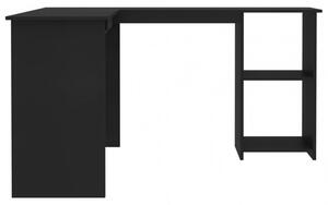 Fekete forgácslap L-alakú sarok-íróasztal 120 x 140 x 75 cm