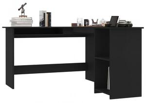 Fekete forgácslap L-alakú sarok-íróasztal 120 x 140 x 75 cm
