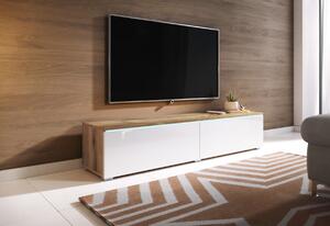 MENDES D 140 TV asztal, 140x30x32, beton/fehér fényes