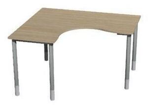 Gemi line irodai asztal sarok, 160 /80 x 140/65 x 70-90 cm, baloldali kivitel, világos fa