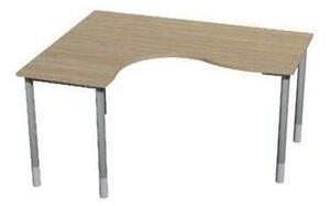 Gemi line irodai asztal sarok, 180 /80 x 140/65 x 70-90 cm, baloldali kivitel, világos fa