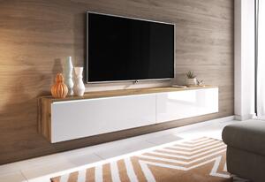 LOWBOARD D 180 TV asztal, 180x30x32, tölgy wotan/fehér fényes