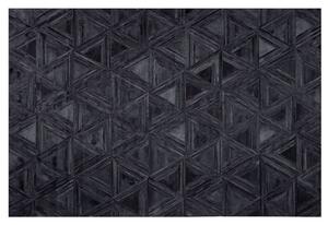 Egyedi Fekete Háromszögmintás Bőrszőnyeg 140 x 200 cm KASAR