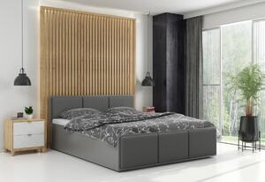 SANTOS kárpitozott ágy, 120x200, fehér/trinity 15 - szürke + fémkeretes ágyrács + matrac