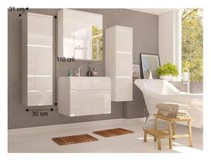 Magas fürdőszoba szekrény, fehér|magasfényű fehér HG, MASON WH11