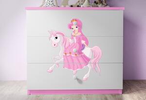 SOGNO gyerek komód, 80x80x41, rózsaszín/hercegnő lóháton