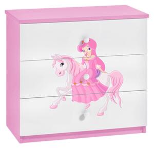 SOGNO gyerek komód, 80x80x41, rózsaszín/hercegnő lóháton