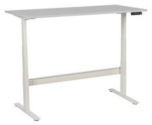 Manutan irodai asztal, elektromosan állítható magasság, 160 x 80 x 62,5 - 127,5 cm, egyenes kivitel, ABS 2 mm, világosszürke