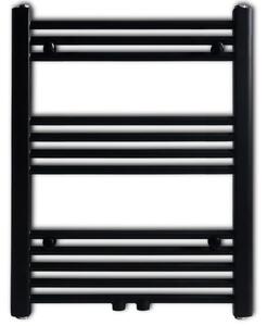 VidaXL Fekete fürdőszobai egyenes törölközőtartó központi fűtéssel 600x764 mm