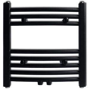 VidaXL Fekete fürdőszobai íves törölközőtartó központi fűtéssel 480x480 mm