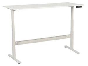Manutan irodai asztal, elektromosan állítható magasság, 180 x 80 x 62,5 - 127,5 cm, egyenes kivitel, ABS 2 mm, fehér