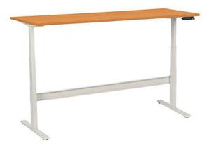 Manutan irodai asztal, elektromosan állítható magasság, 200 x 80 x 62,5 - 127,5 cm, egyenes kivitel, ABS 2 mm, bükk