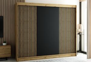 CAMELO tolóajtós szekrény, 180x200x62, tölgy artisan/fekete