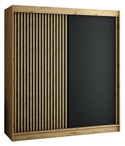 LAMELO tolóajtós szekrény, 200x200x62, tölgy artisan/fekete