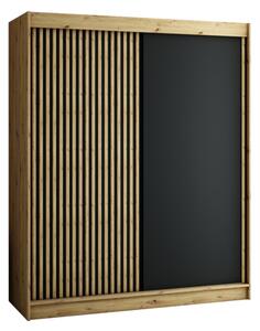 LAMELO tolóajtós szekrény, 180x200x62, tölgy artisan/fekete