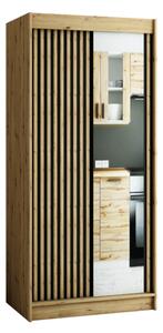 LAMELO 2 tolóajtós szekrény, 100x200x62, tölgy artisan/fekete