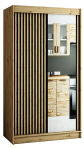 LAMELO 2 tolóajtós szekrény, 120x200x62, tölgy artisan/fekete