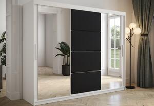 SLAPI tolóajtós szekrény tükörrel, 250x200x62, fehér/fekete