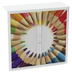 Paperflow Fém iratszekrény, rolós, 104 x 110 x 41,5 cm, színes ceruzák%